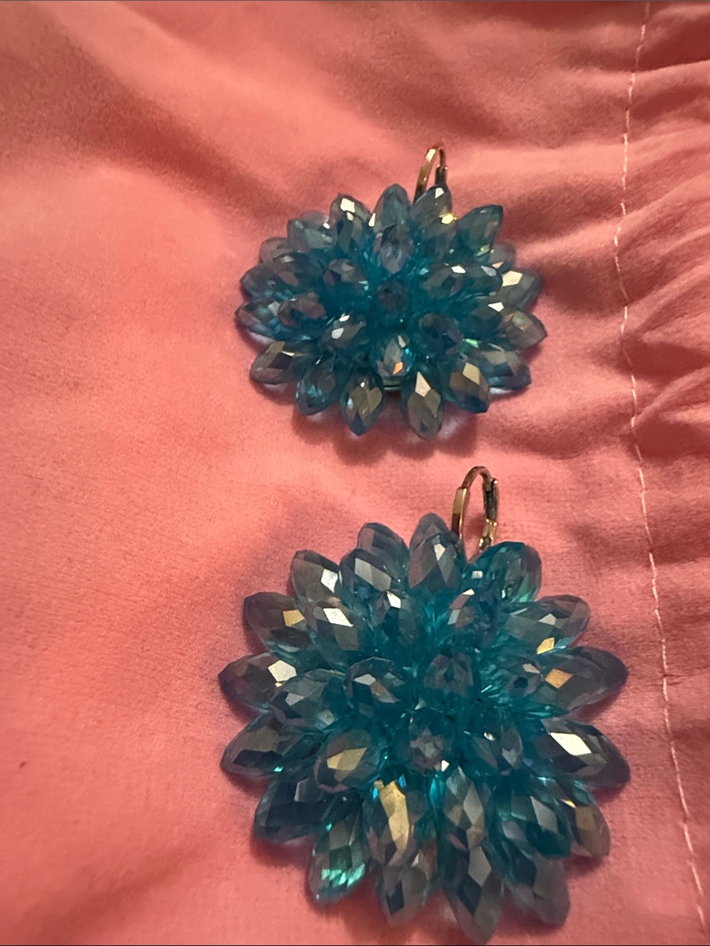 Sassy Jones Blue Crystal Flower Drop Earrings - Women Jewelry
